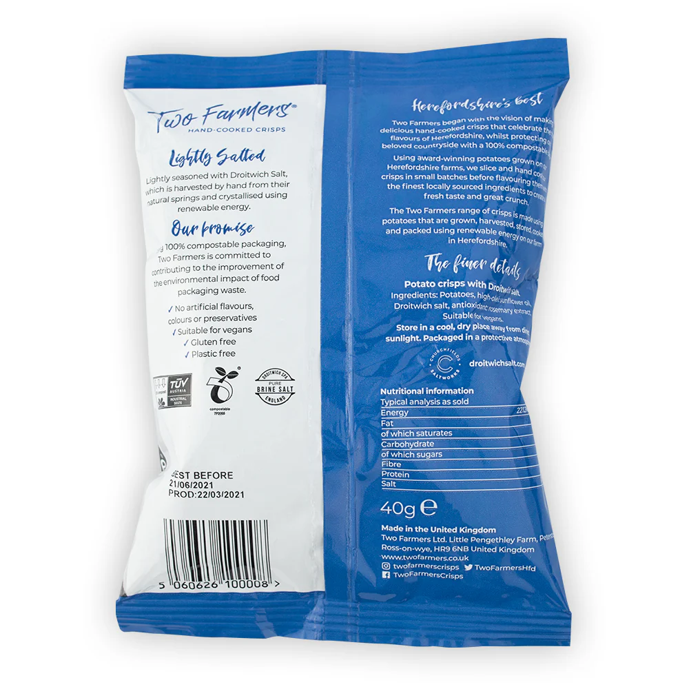Two Farmers Lighty Salted Crisps 40g - Image 2