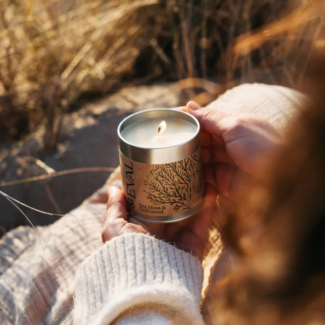 St Eval Sea Moss & Driftwood Scented Tin Candle - Image 2